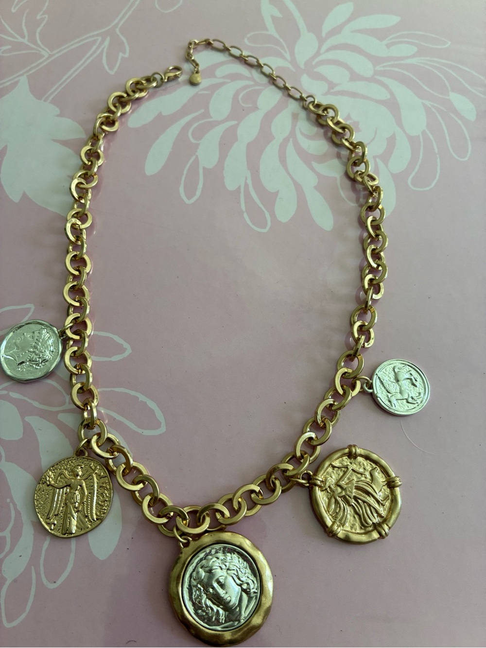 Gold-Tone Coin Charm Necklace - Women Jewelry - Picture 6 of 7